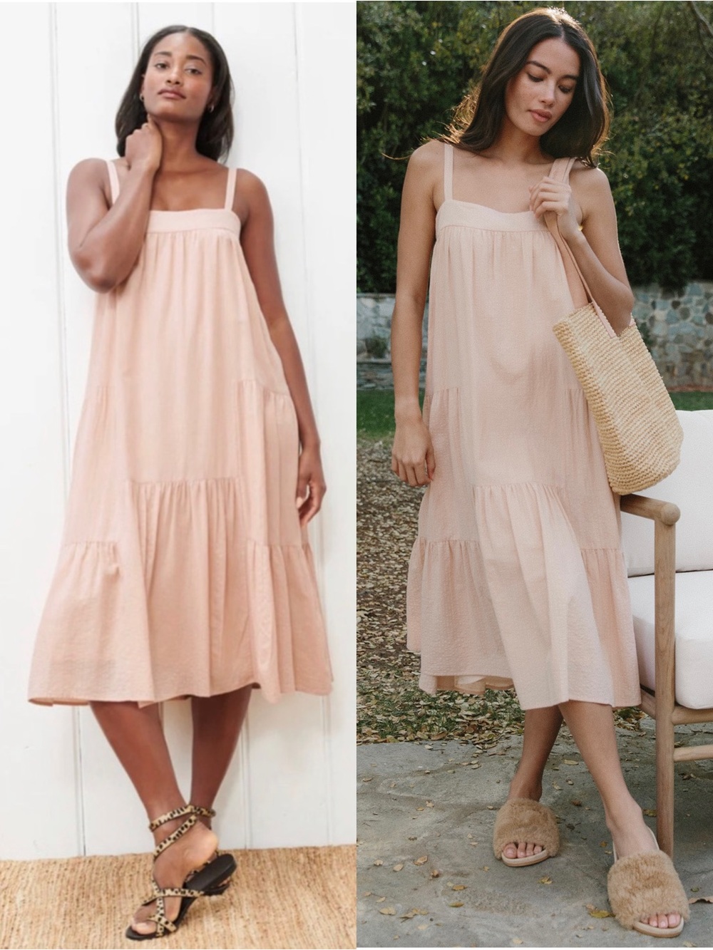 JENNI KAYNE Cotton Gauze Square Neck Ruffle Tier Scandi Girl Old Money Dress XS